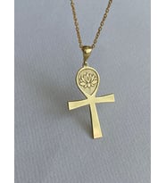 Kişiye Özel 925 Ayar Gümüş Ankh Lotus Kolye