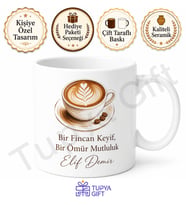 Latte Kupa Bardak Kişiye Özel Baskılı Hediye Porselen Kahve Kupası