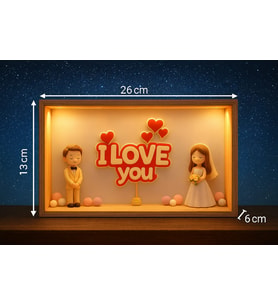 sinematik seygiliye hediye kutusu ahşap ve ışıklı usb ile çalışır arkası fotoğraf çercevesi 26x13