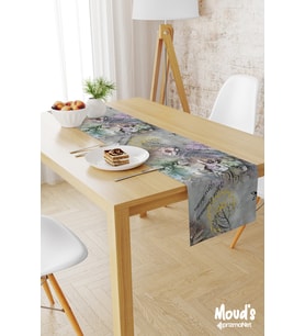 Classic Pattern 2 Desenli Baskılı Süet Runner Masa Örtüsü