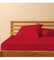 %100 Pamuklu Çift Kişilik Lastikli Çarşaf 160x200+30  50x70 Yastık Kılıfı ( 2 Adet ) (Kırmızı)