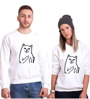 Tshirthane Kedi Kız Erkek Sevgili Kombinleri Sweatshirt Kombini (Tek Ürün Fiyatıdır.)