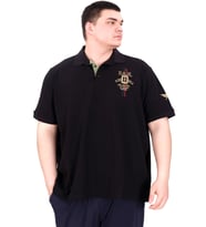 Mode XL Büyük Beden Erkek Polo Yaka T-Shirt Nakışlı U25307 Siyah