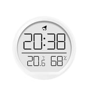 Dijital LCD Yuvarlak Duvar Masa Saati Mıknatıslı Buzdolabı Saati, Alarm + Sıcaklık & Nem Göstergeli (Beyaz)