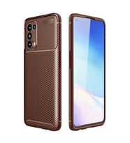 Oppo Reno 5 Kılıf Auto Focus Karbon Kapak - Kahverengi
