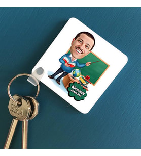 Kişiye Özel Erkek Öğretmen Karikatürlü Anahtarlık