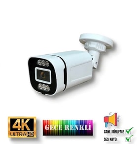 5 Megapiksel Görüntü POE Bağlantılı ve Sesli 6 Warm Led Gece Renkli IP Güvenlik Kamerası 4386WS