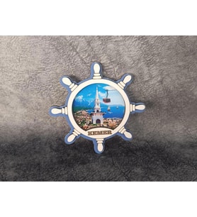 Magnet Dümen Gemi Kule Yelken Buzdolabı Süsü Ahşap Magnet Mıknatıslı