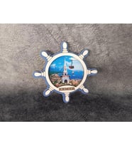 Magnet Dümen Gemi Kule Yelken Buzdolabı Süsü Ahşap Magnet Mıknatıslı