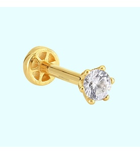 Altın Tektaş Tragus Piercing 14 Ayar