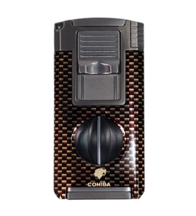 Cohiba Çift Torch Pürmüz Siyah Karbon Desenli Puro Çakmağı - TR9046