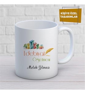 Kişiye Özel İsim Yazılabilir Edebiyat Öğretmeni Kupa Bardak