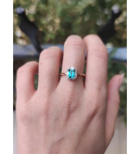 Jena Green Topaz Pırlanta Yüzük AK-1350