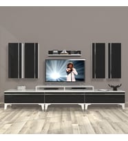 Decoraktiv Ekoflex 8D Mdf Silver Tv Ünitesi Tv Sehpası - Beyaz Siyah (Siyah - Beyaz)