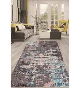 Dijital Kaymaz Taban Yıkanabilir Modern Renkli Salon Halısı Mutfak Halısı Yolluk ND-HT-334 (Mavi)