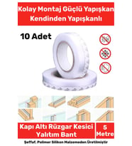 Ses Böcek Toz Önleyici Rüzgar Kesici Kapı Pencere Isı Izolasyon Yalıtım Şeffaf Şerit Bant 5mt 10Adet