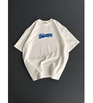 Ön Ve Arka Baskılı Oversize Bisiklet Yaka T-shirt- Beyaz