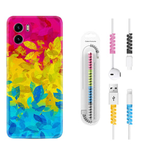 Vivo Y15S Y32 Y33S Y51 Y53S Kılıf Kablo Koruma Spiral Silikon Yapraklar 1634