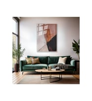 Soyut Temalı Yağlı Boya Görünümlü Fırça Darbeleri Cam Modern Salon Tablosu Cam Duvar Tablosu
