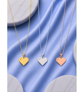 Kişiye Özel 925 Ayar Gümüş Minimal Piksel Kalp Kolye (Rose)