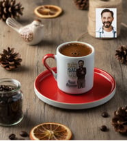 Kişiye Özel Karikatürlü Best Dad Ever Babaya Hediye Türk Kahvesi Fincanı Babalar Günü Hediyesi