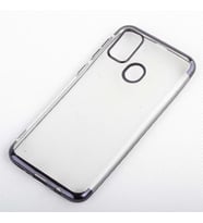 Galaxy M21 Kılıf İnce Köşeleri Renkli Şeffaf Silikon (Siyah)