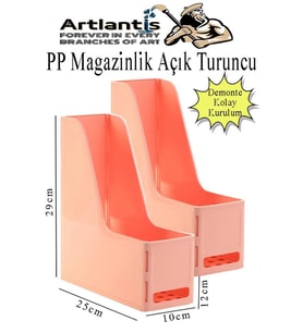 Açık Turuncu Magazinlik Demonte Plastik 2 Adet Plastik Kutu Klasörü Magazinlik A4 Dosya ve Masa Düzenleyici Sınıf Ev Ofis