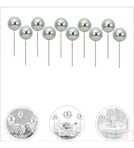 Çubuklu SüSLeme Topu, 2cm x 10 adet - Gümüş (STD)