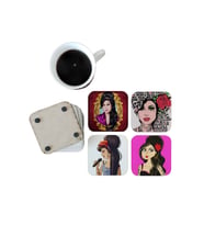 Ghostbastır Design Amy Winehouse Dekoratif Ahşap Bardak Altlığı Seti 0107