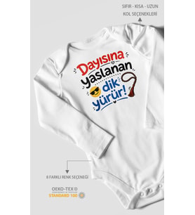 Dayısına yaslanan dik yürür Uzun Kollu Çıtçıtlı Bebek Body