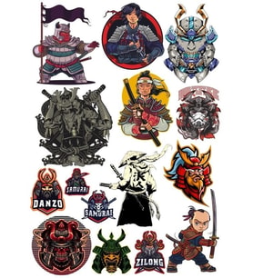 Samurai Savaşçı Sticker Set-5 15 Parça Telefon, Tablet, Defter, Laptop Sticker
