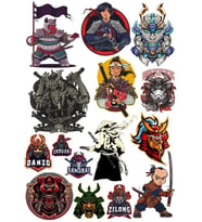Samurai Savaşçı Sticker Set-5 15 Parça Telefon, Tablet, Defter, Laptop Sticker