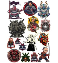 Samurai Savaşçı Sticker Set-5 15 Parça Telefon, Tablet, Defter, Laptop Sticker