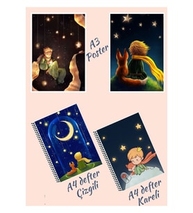 Küçük prens Defter ve poster seti 2 adet defter A4 + 2 adet poster A3 süper set