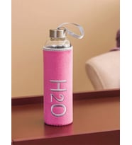 H2o Peluş Kılıflı Cam Matara 600 Ml Turkuaz