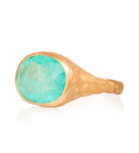 Gümüşcüm Paraiba Tourmaline Oval Taşlı Dövme Otantik Kadın Altın Kaplama Gümüş Yüzük