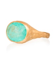 Gümüşcüm Paraiba Tourmaline Oval Taşlı Dövme Otantik Kadın Altın Kaplama Gümüş Yüzük