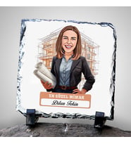 Kişiye Özel Hediye Karikatürlü En İyi Kadın Mimar Dekoratif Taş