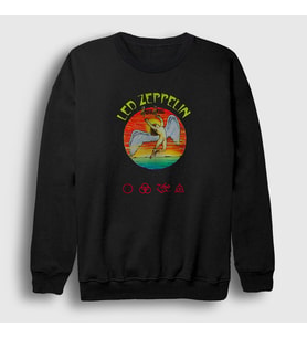 Presmono Unisex Siyah Swan Led Zeppelin Sweatshirt 96793tt