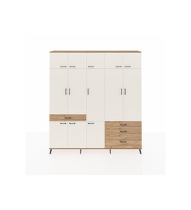 Arges Dolap 8 Raflı 4 Çekmeceli 3 Askılı 220x30x243 Çam-Aytaşı/Çam