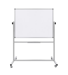 Ayaklı Yazı Tahtası Mobil Çift Taraflı Tekerlekli 360 Dönerli Laminant 90x120 cm - Beyaz