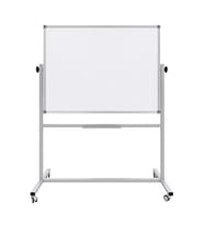 Ayaklı Yazı Tahtası Mobil Çift Taraflı Tekerlekli 360 Dönerli Laminant 90x120 cm - Beyaz