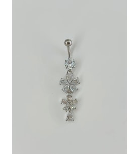 Çiçek Detaylı Sallantılı Göbek Piercing - Pg0054