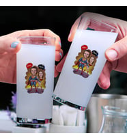 Süper Kahraman Çiftleri Karikatürlü İkili Rakı Bardağı Seti