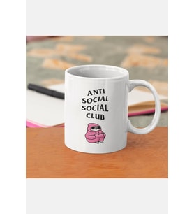 Anti Social Club Yazılı Kupa Bardak (Beyaz)