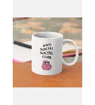Anti Social Club Yazılı Kupa Bardak (Beyaz)