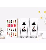 BK Gift Kişiye Özel Renkli Baskılı Godfather Baba Tasarımlı İkili Rakı Bardağı ve Rakı Cep Kitabı Hediye Seti-17 (Model 1)