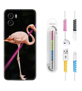 Vivo Y15S Y32 Y33S Y51 Y53S Kılıf Kablo Koruma Spiral Silikon Line Filamingo 1776