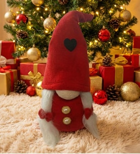 Yılbaşı Süsü Noel ELF Cüce Figür 30cm – Dekoratif Peluş Biblo (Kırmızı)