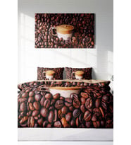 Çift Kişilik ( Lastikli Çarşaflı ) %100 Pamuk Saten Nevresim Takımı Night Coffee